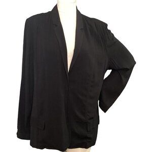 Chico's 3 (XL/16) Black Rayon Spandex Relaxed Boyfriend Style Blazer Jacket 183H